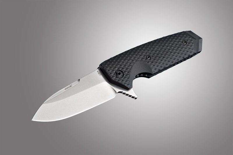 Hogue EX-02 3.75 inch G10 Scales Ball Checker Black Folder Spear Point Blade
