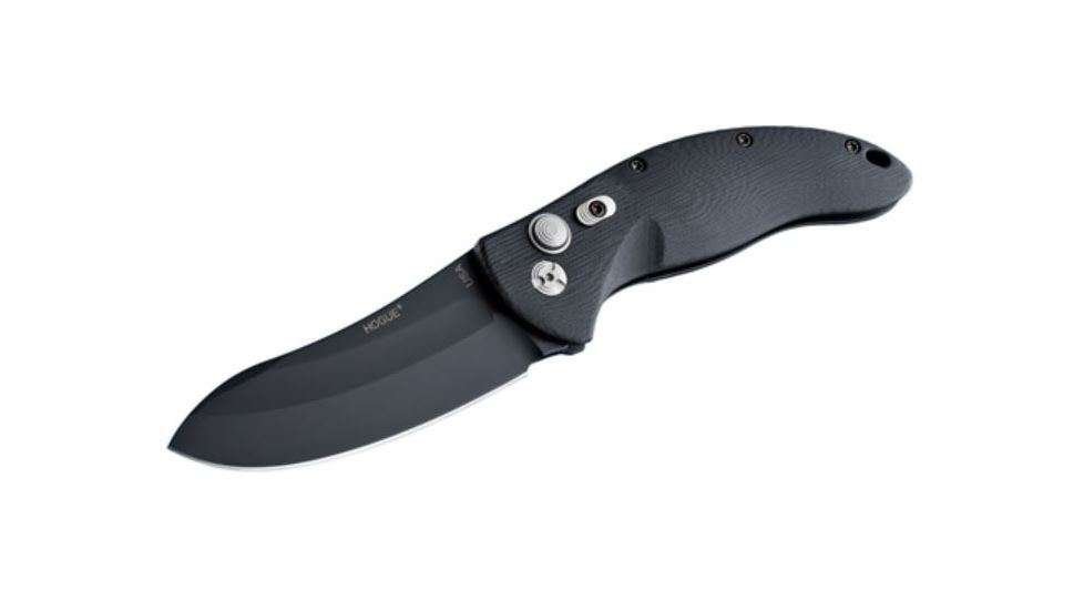 Hogue EX-A04 3.5 inch G-10 Frame Solid Black Automatic Folder Upswept Blade