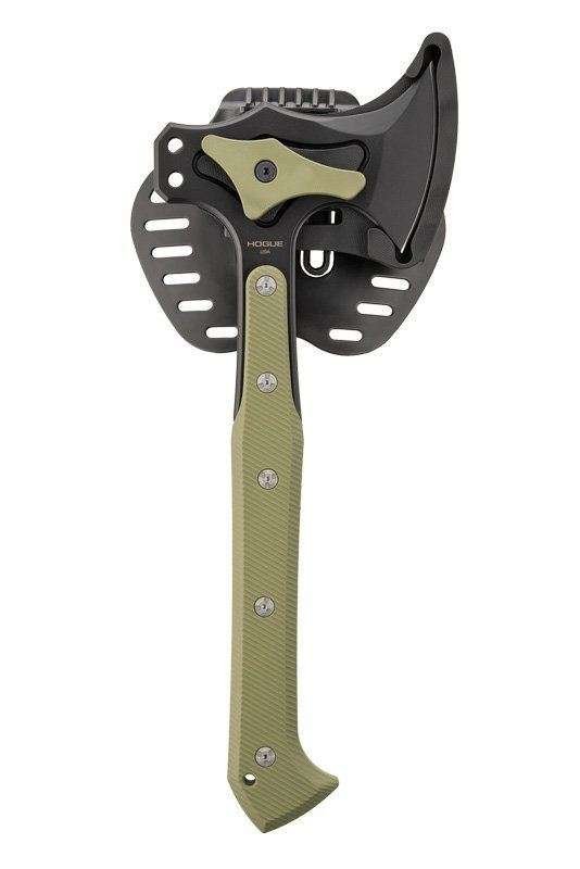 Hogue Tomahawk S-7 Black Kote Black G10 Sheath – G10 Olive Drab Green Scales