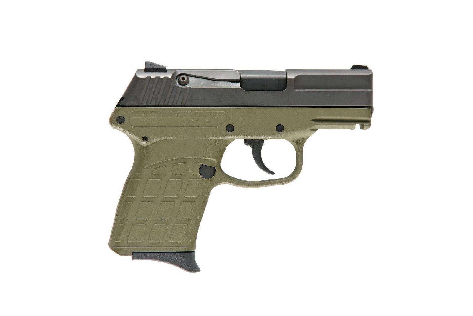 KelTec PF-9 Semi Auto Handgun 9mm 7rd Blued Slide OD Green Polymer Frame