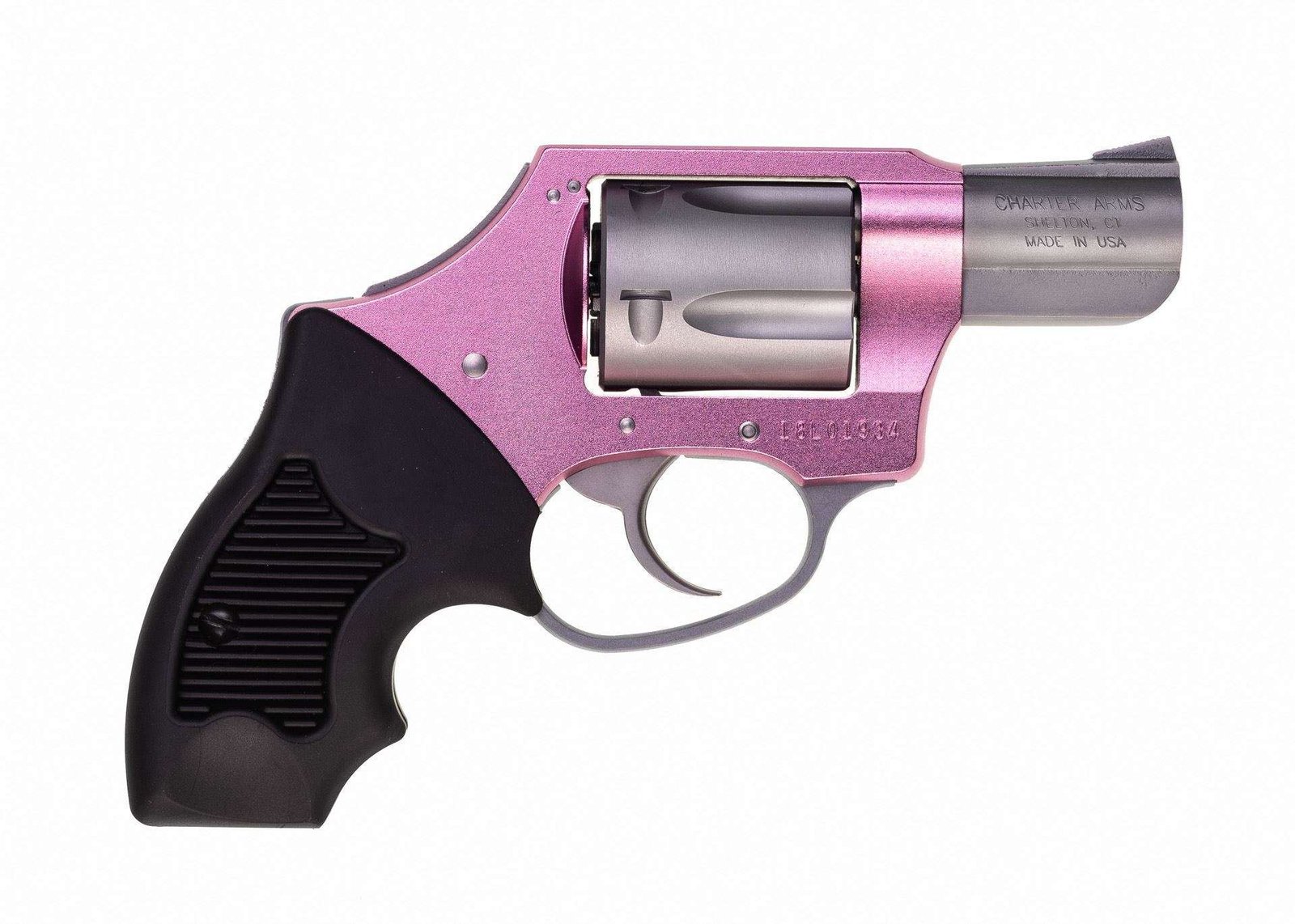 Charter Arms – THE PINK LADY .38 Special 2″ 5rd Compact Grip DAO Hammer Pink/Stainless Steel