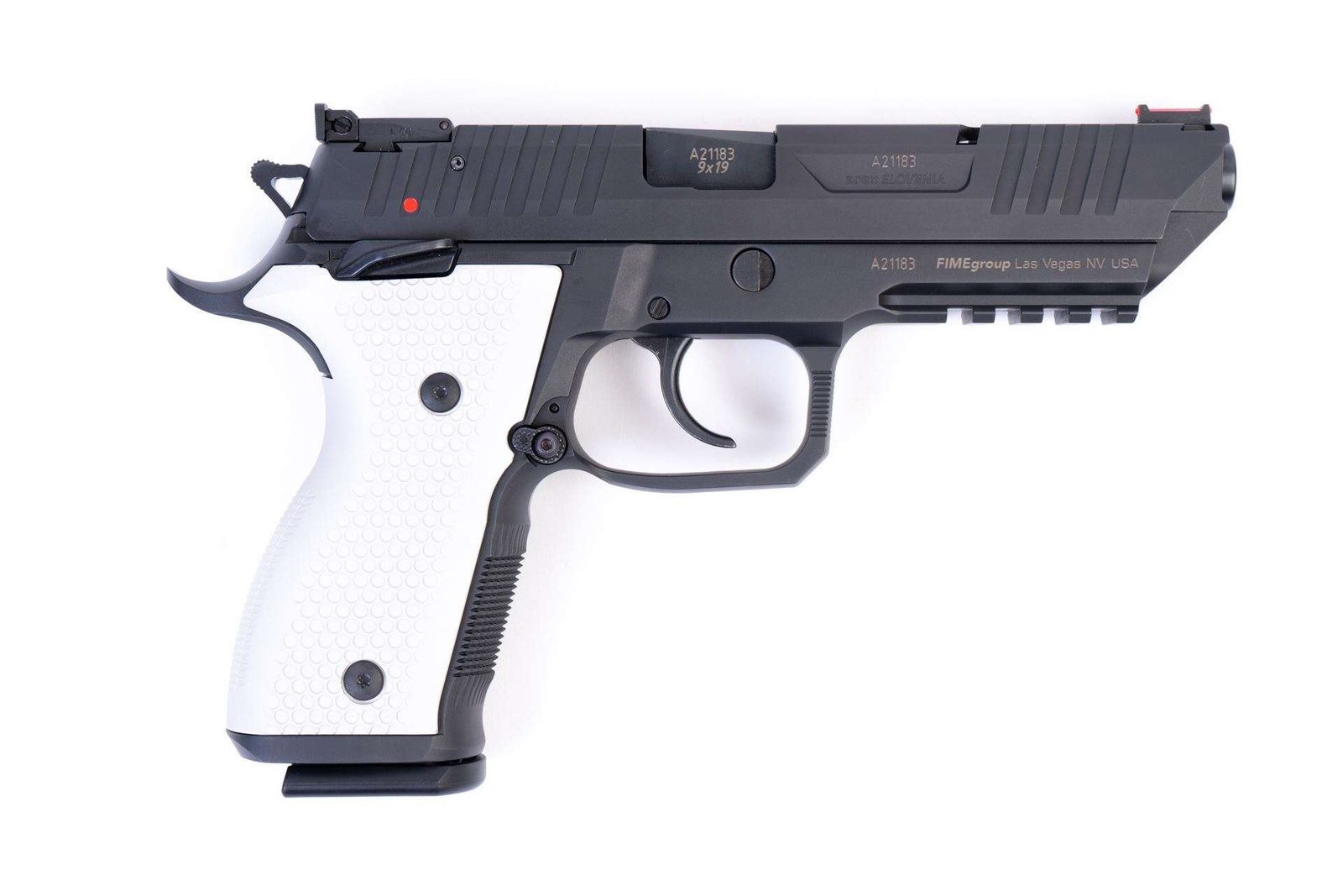 Arex Rex Alpha 9 9mm Black with White Aluminum Grips Semi-Automatic 20 Round Pistol