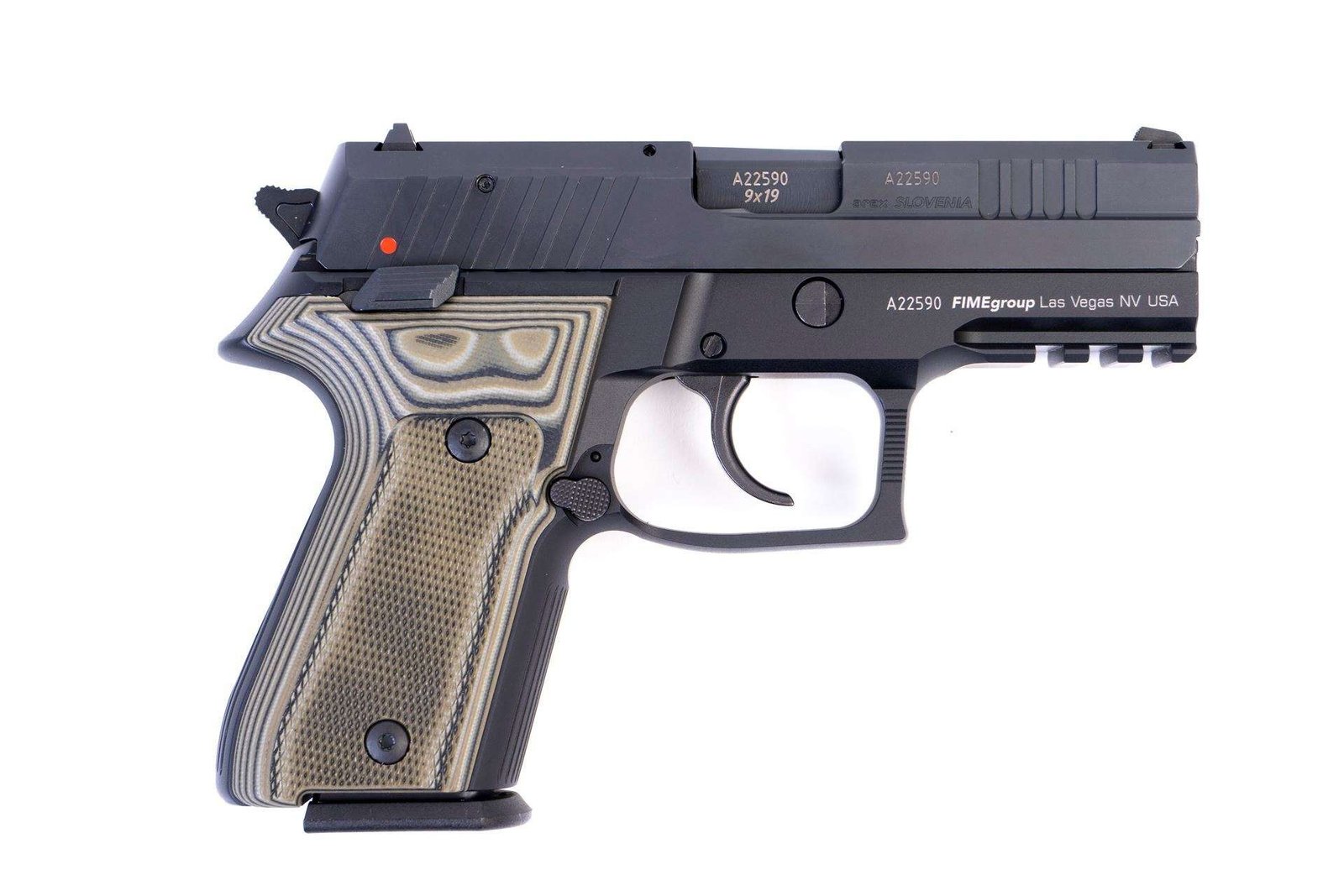 Arex Rex Zero 1CP-01G1 9mm Green with Hogue Checkered Green Grips Semi-Automatic 15 Round Pistol