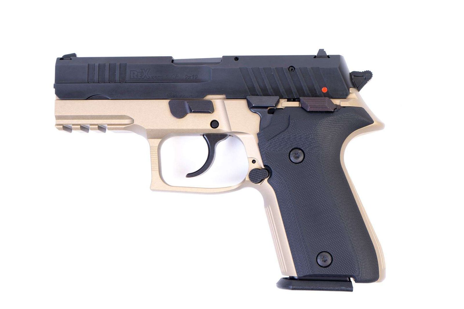 Arex Rex Zero 1CP-03B1 9mm Flat Dark Earth with Hogue Black Grips 15rd Pistol