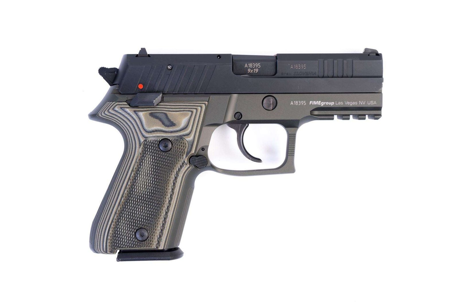 Arex Rex Zero 1CP-07G1 Green with Hogue Checkered Green Grips 9mm 15 Round Pistol