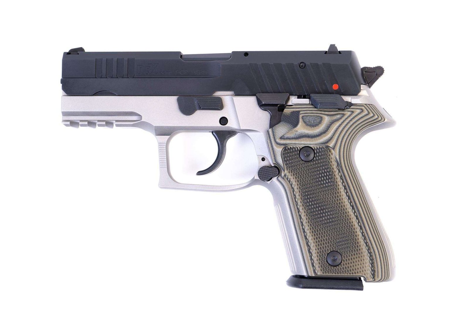Arex Rex Zero 1CP-13G1 Grey with Hogue Checkered Green Grips 9mm 15 Round Pistol