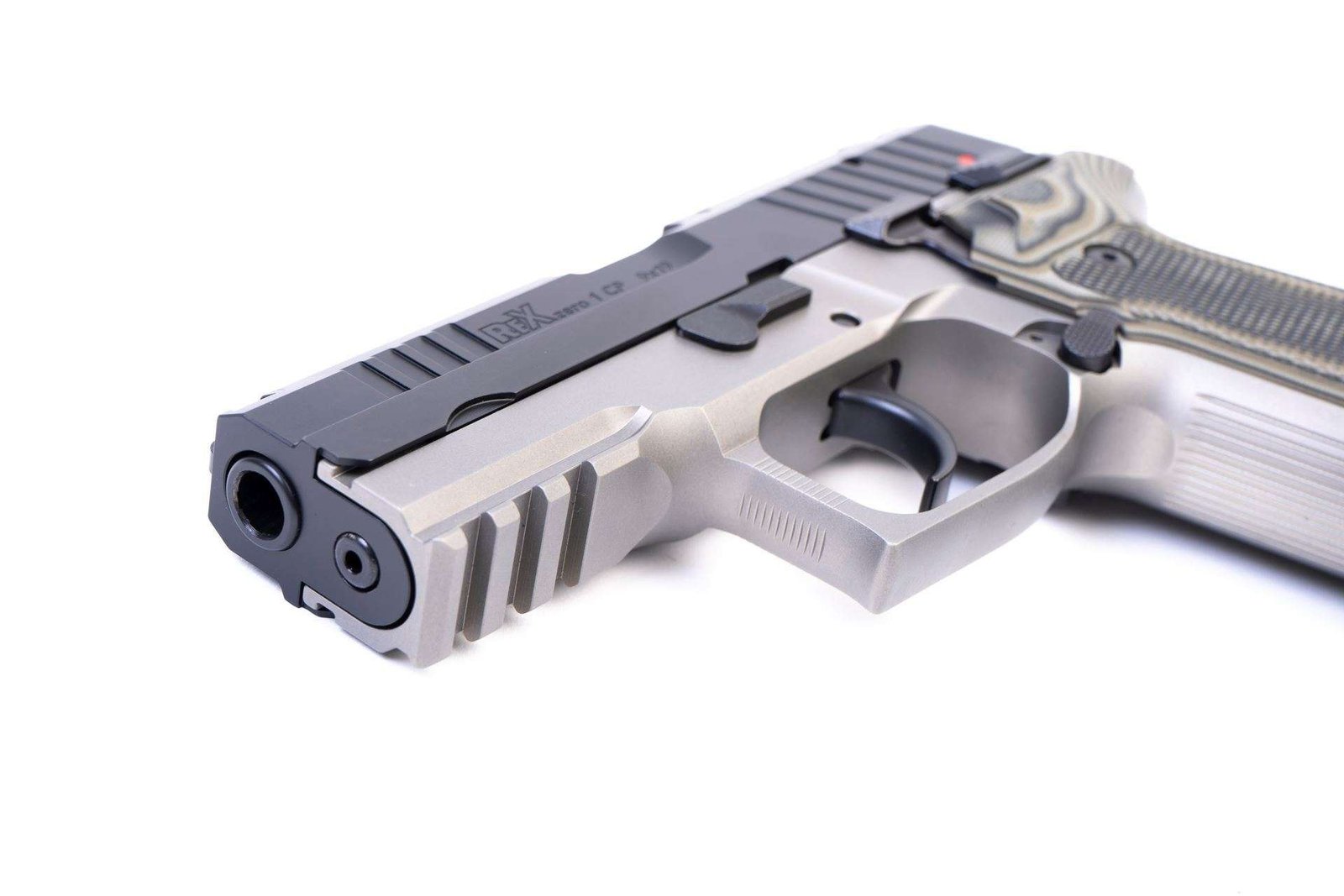 Arex Rex Zero 1CP-13G1 Grey with Hogue Checkered Green Grips 9mm 15 Round Pistol