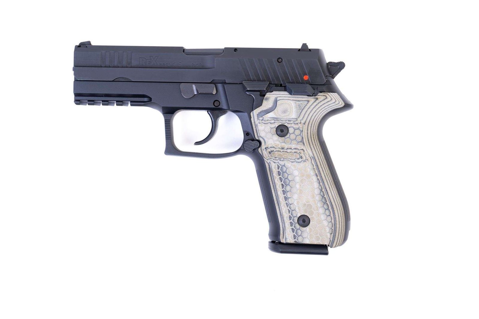 Arex Rex Zero 1S-01G Black with Hogue G10 Green Mascus Grips 9mm 17 Round Pistol