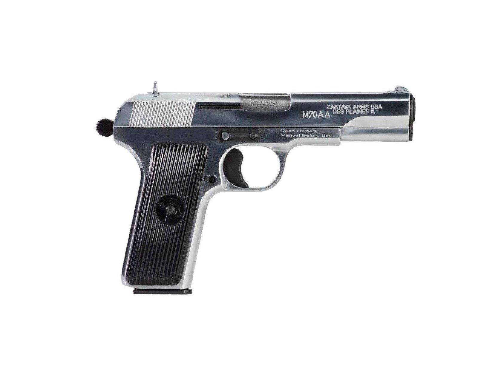 Zastava M70AA 9mm Semi-Auto Single Action Pistol 9 Round Chrome