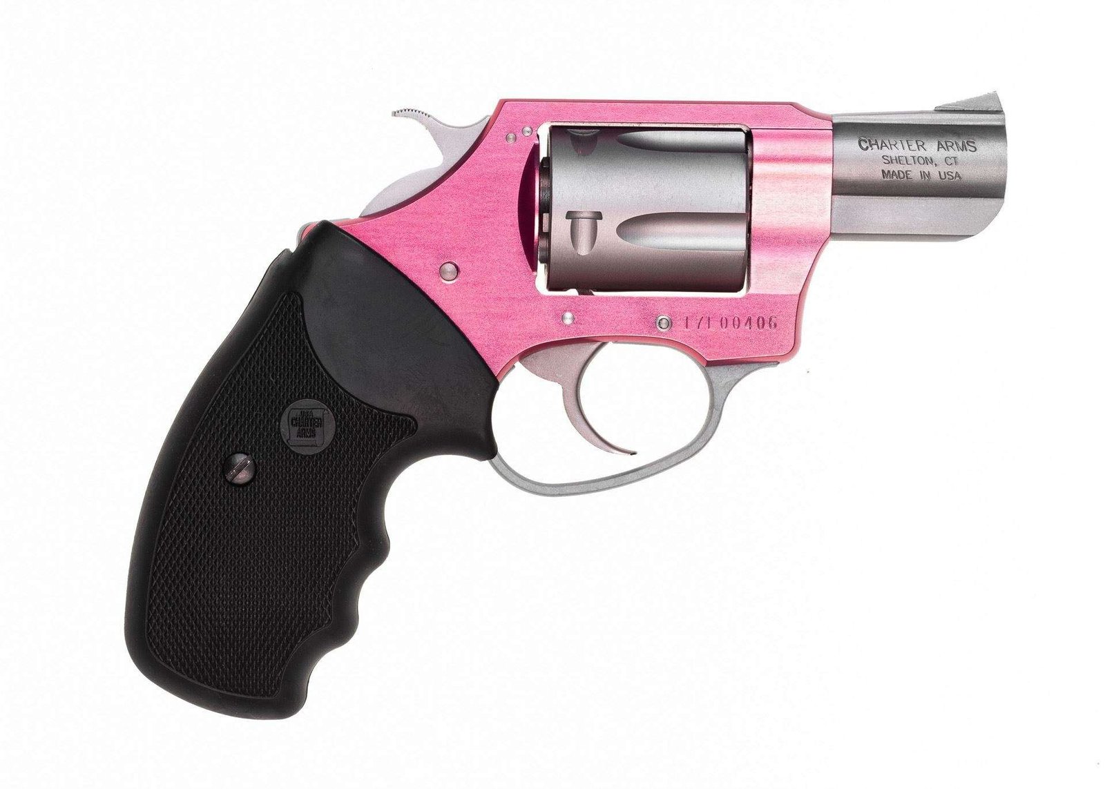 Charter Arms-The Pink Lady® .32 Mag 6 RD 2″ Full Grip Pink/Stainless Steel