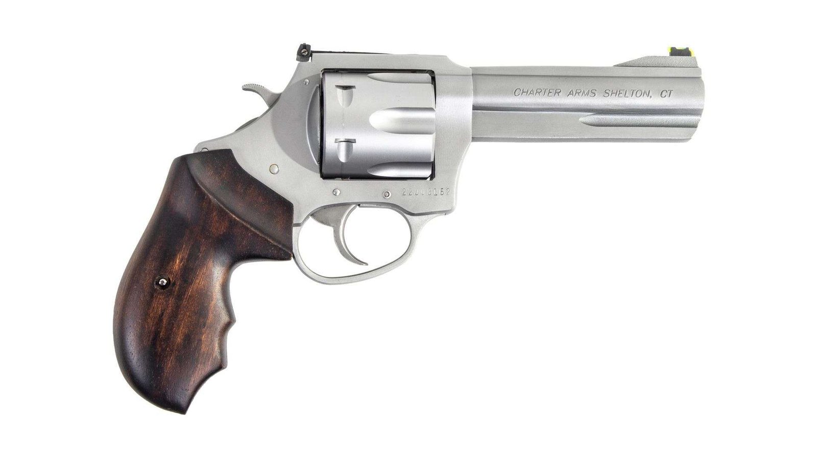 Charter Arms-The PROFESSIONAL VI 357 Mag 6 rd 4.2″ Stainless Steel Wooden Grip