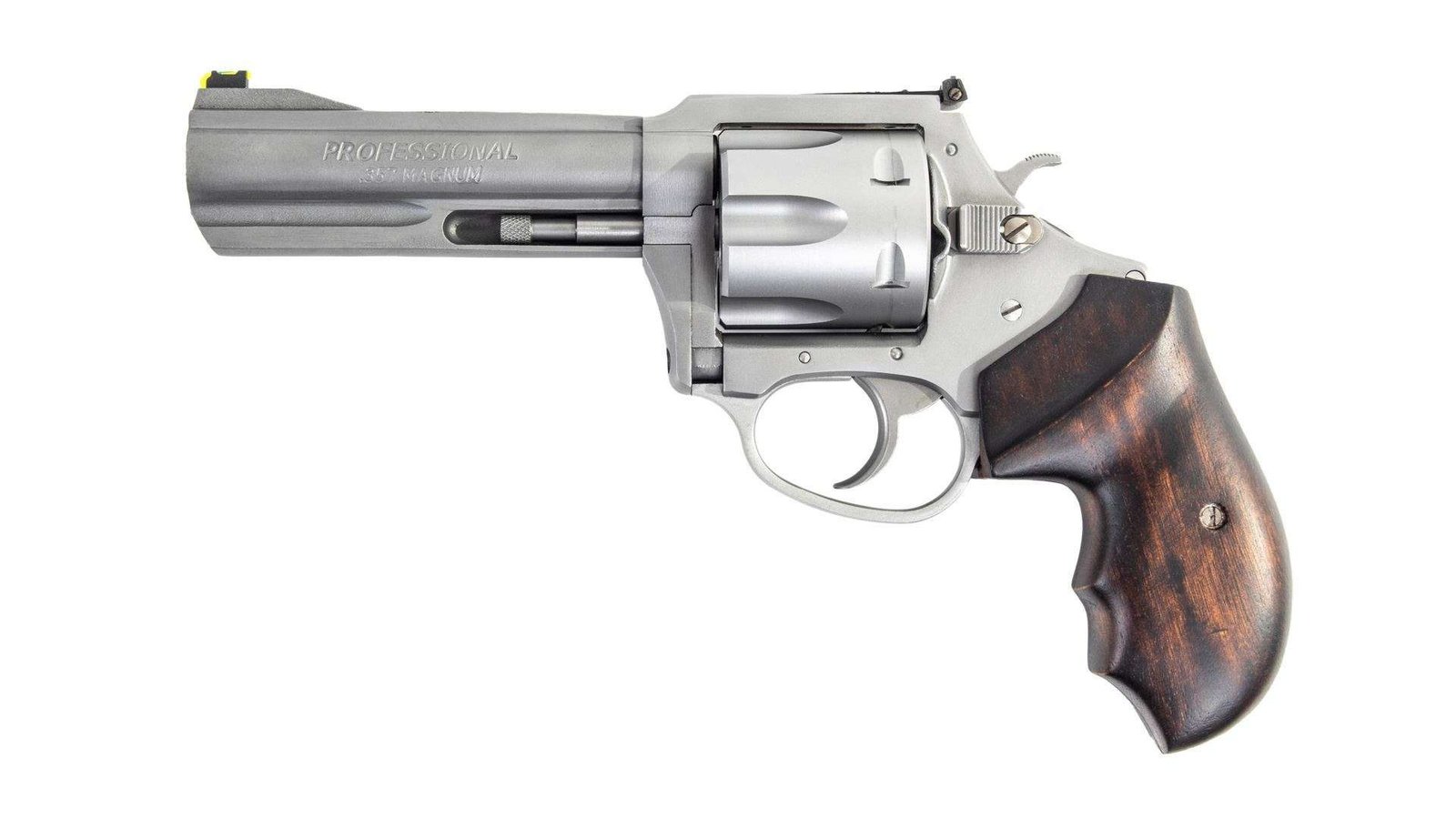 Charter Arms-The PROFESSIONAL VI 357 Mag 6 rd 4.2″ Stainless Steel Wooden Grip