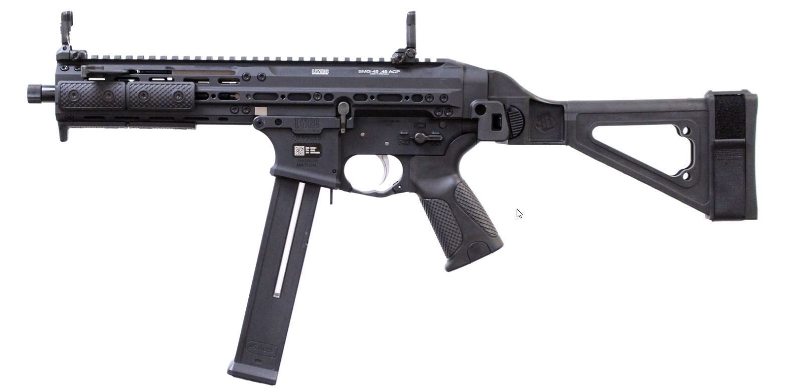 LWRC International SMG 45 Pistol SB Brace 25rd 45 ACP