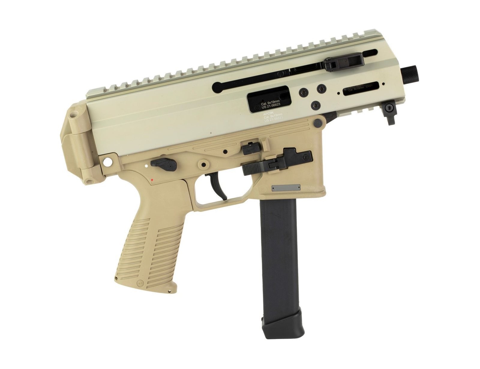 B&T APC9K PRO 9mm Semi-Auto Pistol 4.5″ Barrel 33rd Glock Mags Coyote Tan
