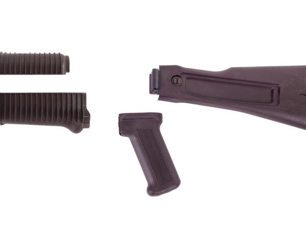 Arsenal Plum Polymer Left-Side Folding Buttstock Set with Stainless Steel Heat Shield and Pistol Grip for Krinkov Stamped Receivers