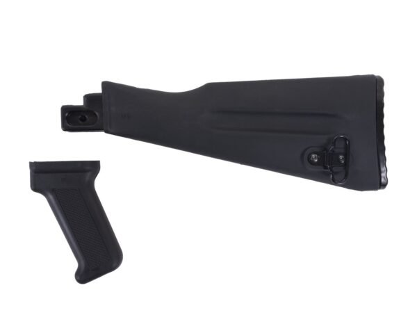 Arsenal AK47 / AK74 Warsaw Length Black Buttstock and Pistol Grip Set for Stamped Receivers