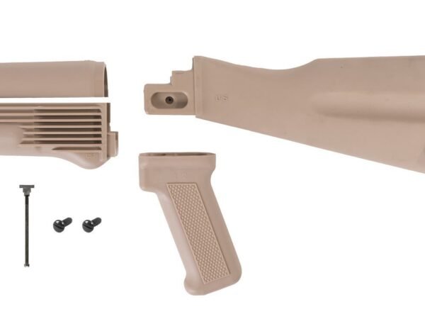 Arsenal 4-Piece Desert Sand Mil Spec Warsaw Length Buttstock Set for Stamped Receivers With Hardware